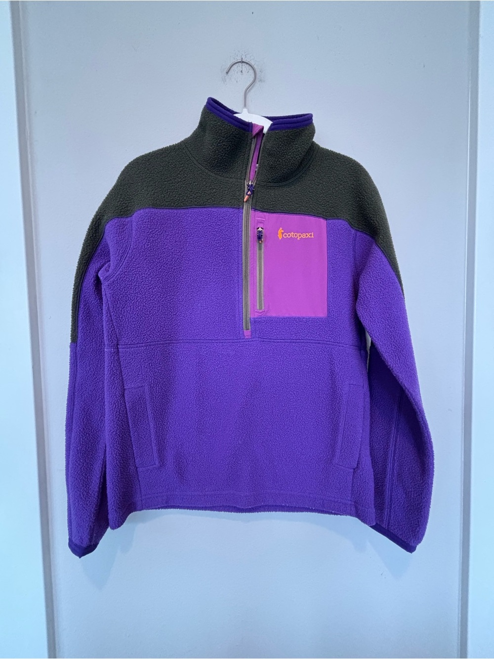 cotopaxi Purple and Dark Green Half-Zip Fleece Pullover